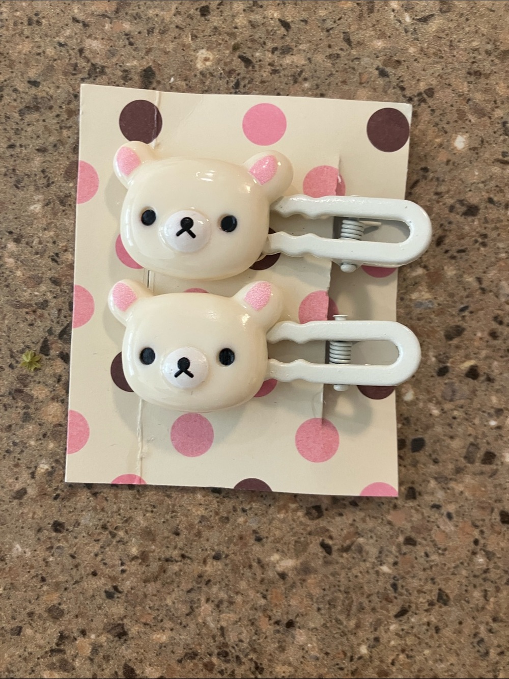 Cute White Bear Hair Clips with Pink Ear Accents